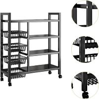 Organizador Multiuso Inox Carrinho Suporte Microondas Forno Galao Agua Fruteira Chao 4 Prateleiras - 9