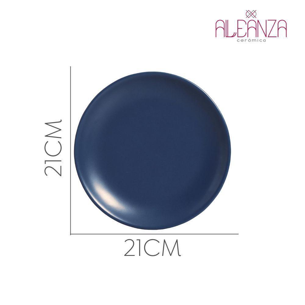 Jogo 2 Pratos Sobremesa Coup Navy Azul Cerâmica Alleanza 21cm - 1