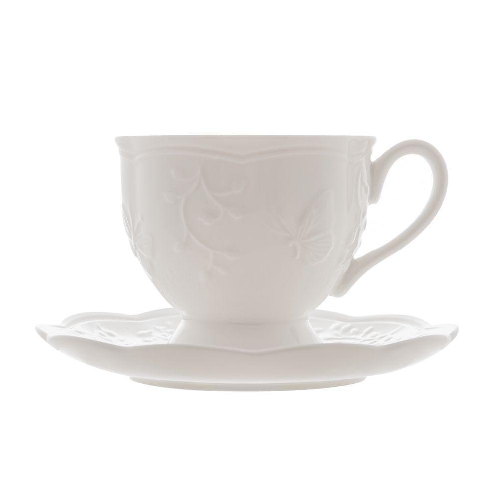 Jogo 10 XícarasDe Café Com Pires Em Porcelana New Bone Butterfly Borboleta E Flores 100ml Lyor - 3