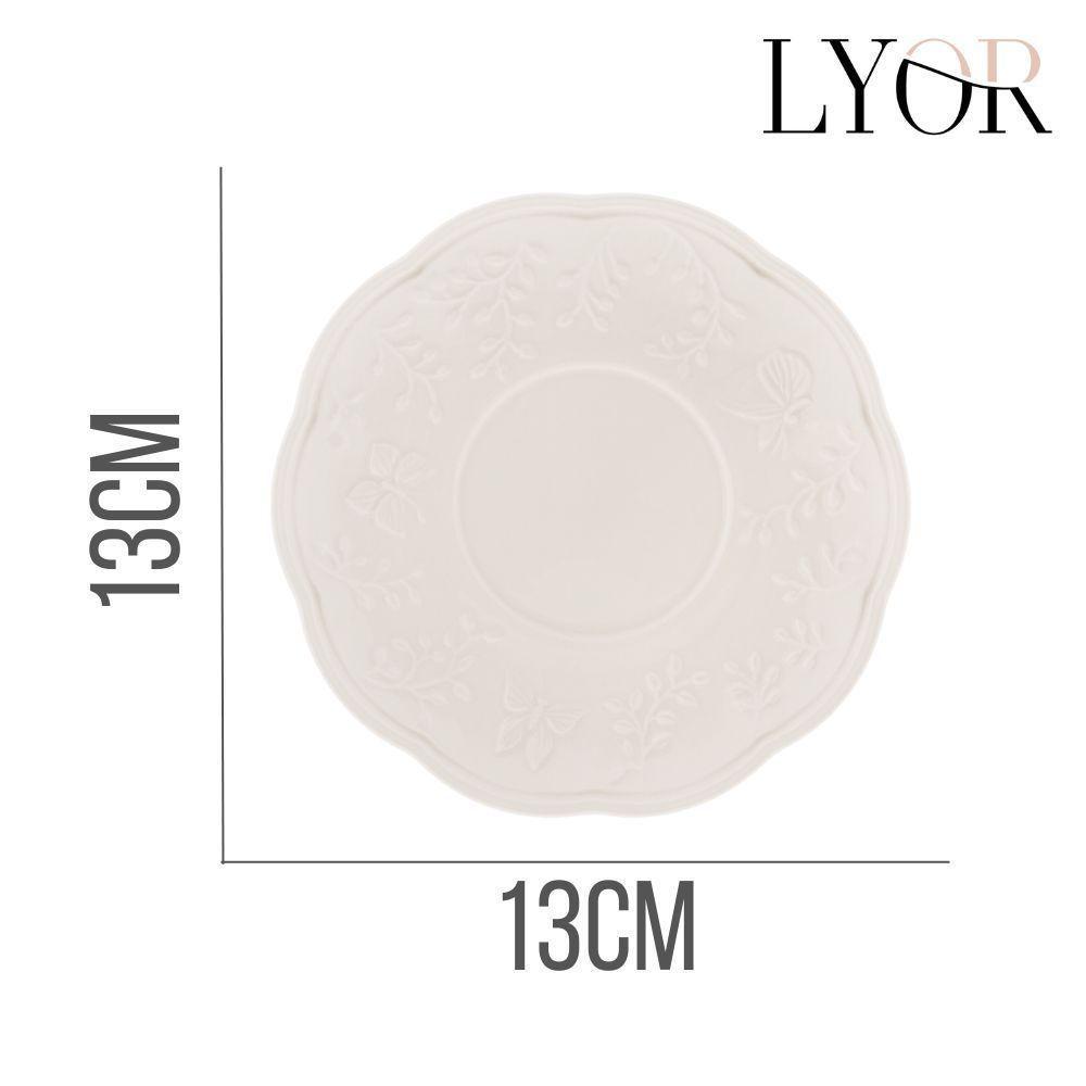 Jogo 10 XícarasDe Café Com Pires Em Porcelana New Bone Butterfly Borboleta E Flores 100ml Lyor - 6