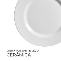 Jogo 6 Pratos Sobremesa Plissan Relevo Branco Cerâmica Alleanza 20cm - 2
