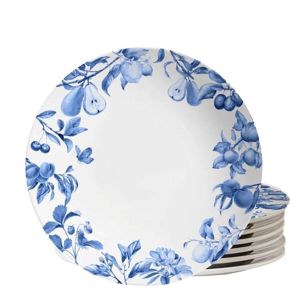 Jogo 6 Pratos Raso Coup Frutela 29cm Azul Cerâmica Alleanza - 1