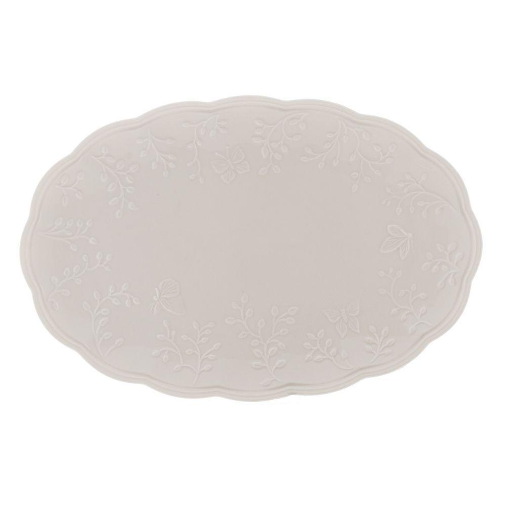 Travessa Prato De Porcelana New Bone Butterfly Flower Borboletas E Flores Lyor 31x21cm - 2