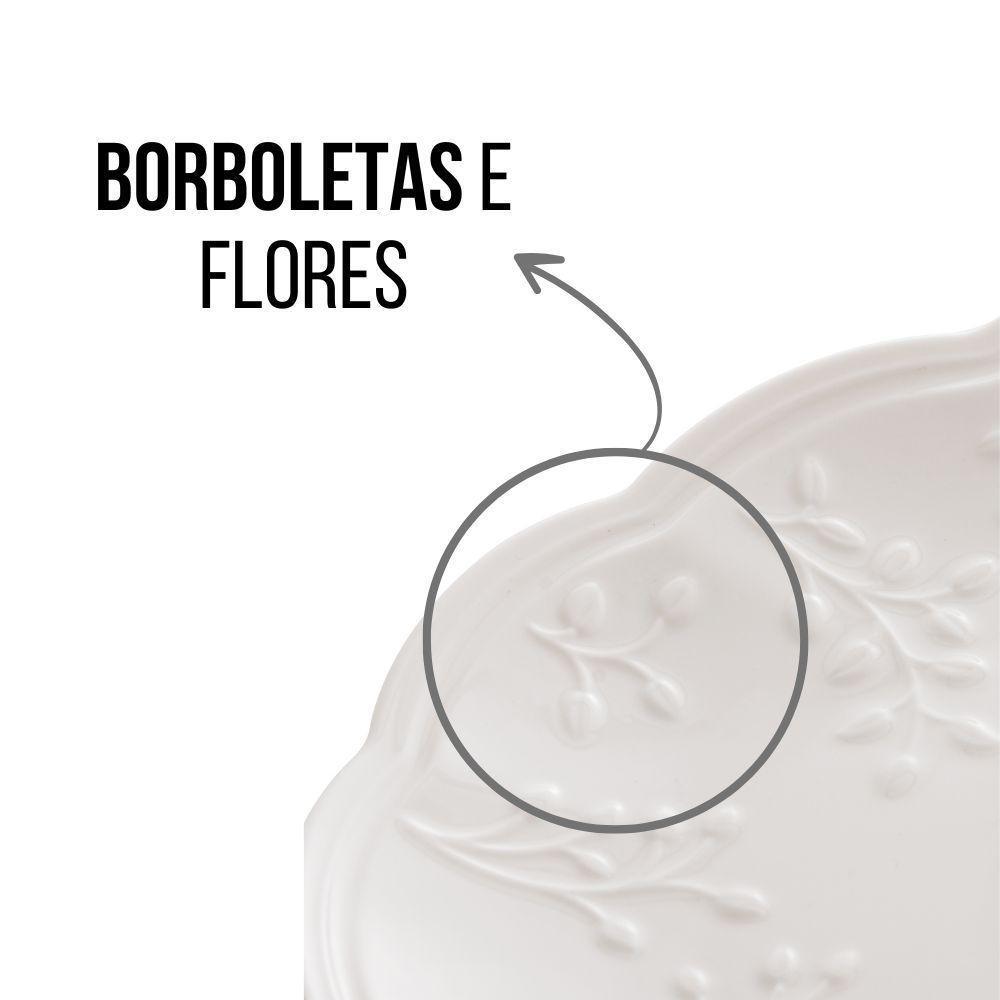 Travessa Prato De Porcelana New Bone Butterfly Flower Borboletas E Flores Lyor 31x21cm - 3