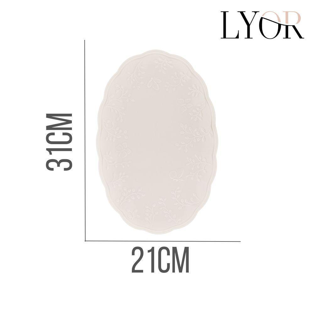 Travessa Prato De Porcelana New Bone Butterfly Flower Borboletas E Flores Lyor 31x21cm - 4