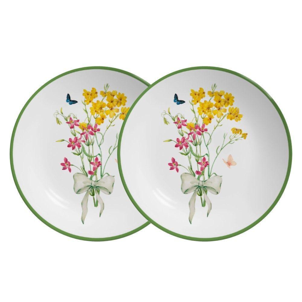 Jogo 2 Pratos Sobremesa Coup Jardim Campestre 21cm Cerâmica Alleanza - 1