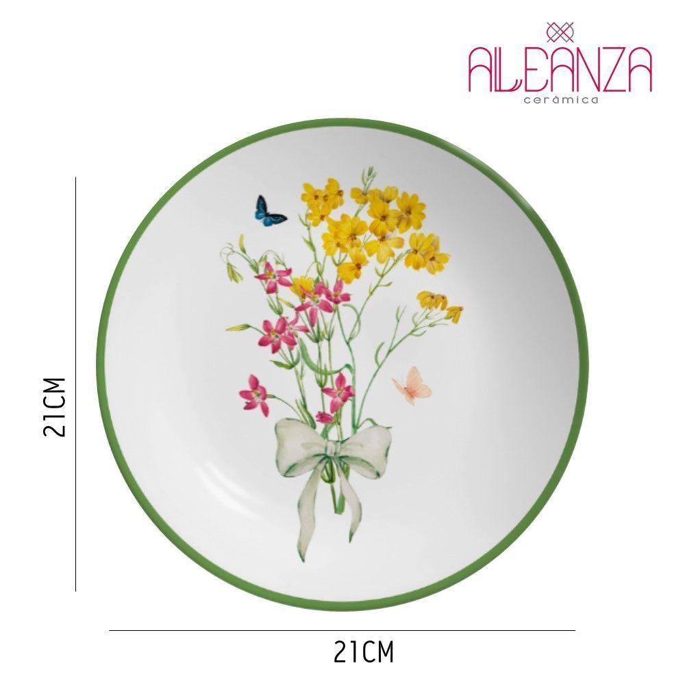 Jogo 2 Pratos Sobremesa Coup Jardim Campestre 21cm Cerâmica Alleanza - 4