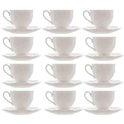 Jogo 12 XícarasDe Café Com Pires Em Porcelana New Bone Butterfly Borboleta E Flores 100ml Lyor