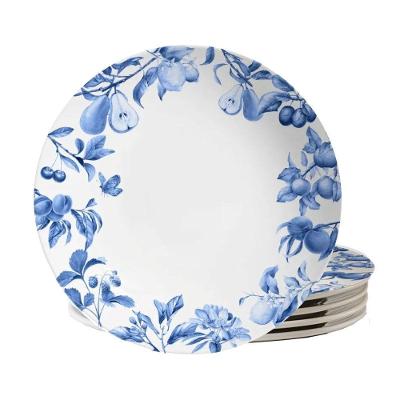 Jogo 4 Pratos Raso Coup Frutela 29cm Azul Cerâmica Alleanza