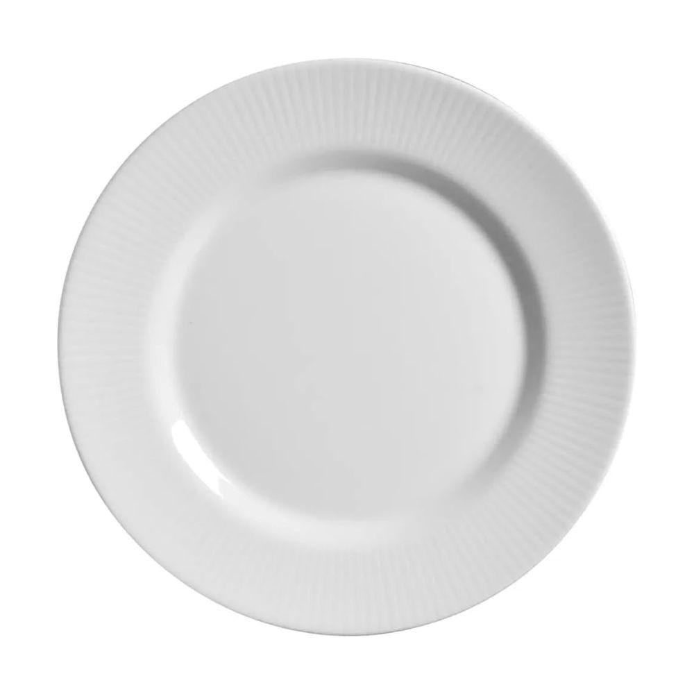 Jogo 8 Pratos Sobremesa Plissan Relevo Branco Cerâmica Alleanza 20cm - 2