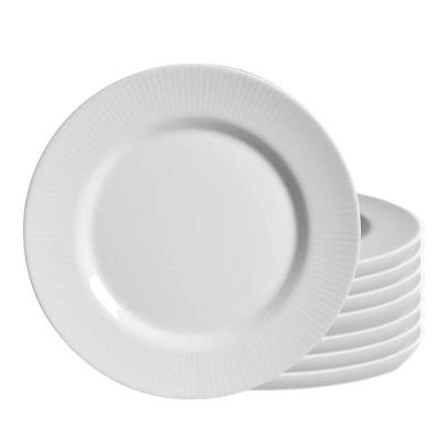 Jogo 8 Pratos Sobremesa Plissan Relevo Branco Cerâmica Alleanza 20cm