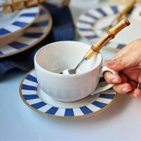 Xícara De Chá Com Pires Stripe Azul Cerâmica Alleanza 250ml - 2