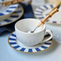 Xícara De Chá Com Pires Stripe Azul Cerâmica Alleanza 250ml - 3