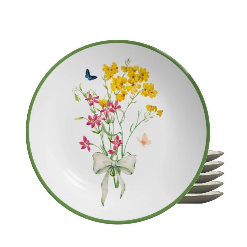 Jogo 6 Pratos Sobremesa Coup Jardim Campestre 21cm Cerâmica Alleanza - 1