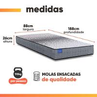 Colchão Solteiro Probel Molas Ensacadas 88x188x26 Day Springs A Vácuo Branco/cinza