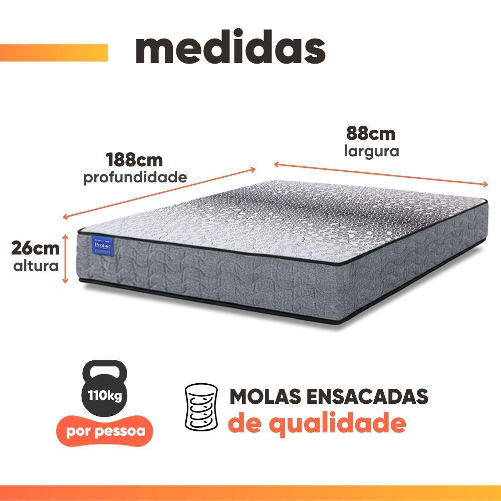 Colchão Casal Probel Molas Ensacadas 138x188x26 Day Springs A Vácuo Branco/cinza - 9