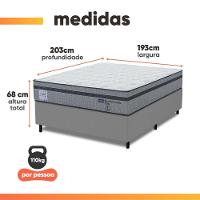 Cama Box King Probel Molas Ensacadas Euro In 193x203x68cm Guarda Costas Stone Branco/cinza Branco / Cinza