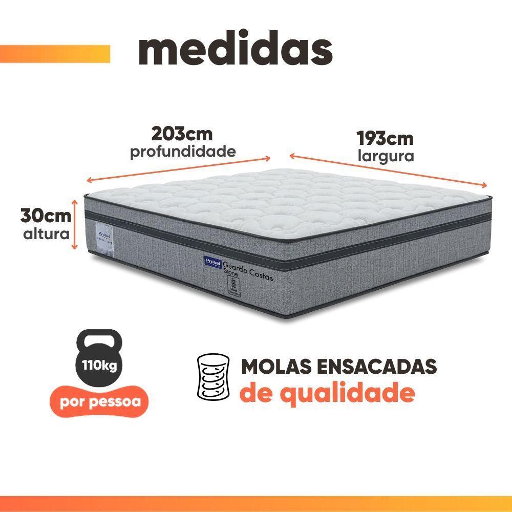 Colchão King Probel Molas Ensacadas Euro In 193x203x30cm Guarda Costas Stone Branco/cinza - 3