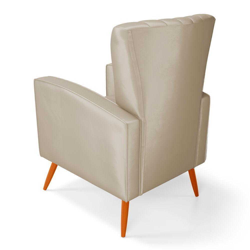 Poltrona Decorativa Melody Com Pés Palito Suede Bege - Desk Design - 4