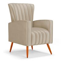 Poltrona Decorativa Melody Com Pés Palito Suede Bege - Desk Design - 1