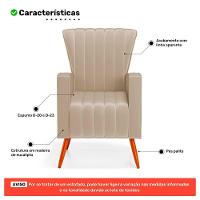 Poltrona Decorativa Melody Com Pés Palito Suede Bege - Desk Design - 3