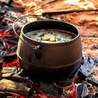 Caldeirão Bojudo Tampa E Alça Ferro Panela Mineira 18cm 4l - 4