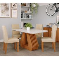 Mesa De Jantar 4 Cadeiras Tampo De Vidro Cinamomo/off White ágata Cimol - 1