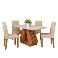 Mesa De Jantar 4 Cadeiras Tampo De Vidro Cinamomo/off White ágata Cimol - 2