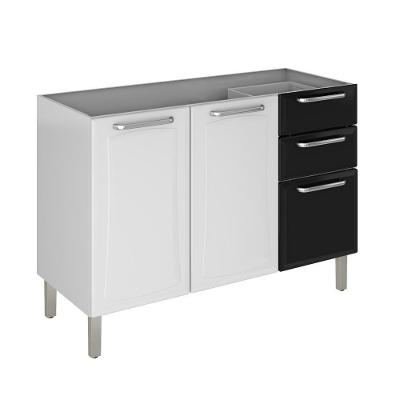 Balcão De Cozinha Itatiaia Tarsila 120cm Em Aço Branco-preto Para Pia