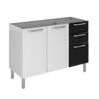 Balcão De Cozinha Itatiaia Tarsila 120cm Em Aço Branco-preto Para Pia - 1