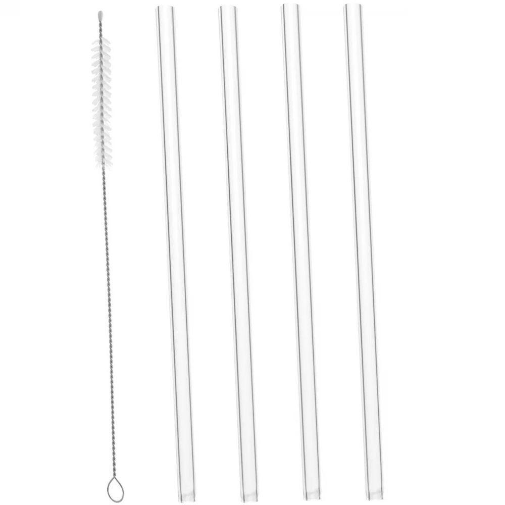 Conjunto 4 Canudos De Vidro Lyor Com Escova Para Limpeza 20cm - 1