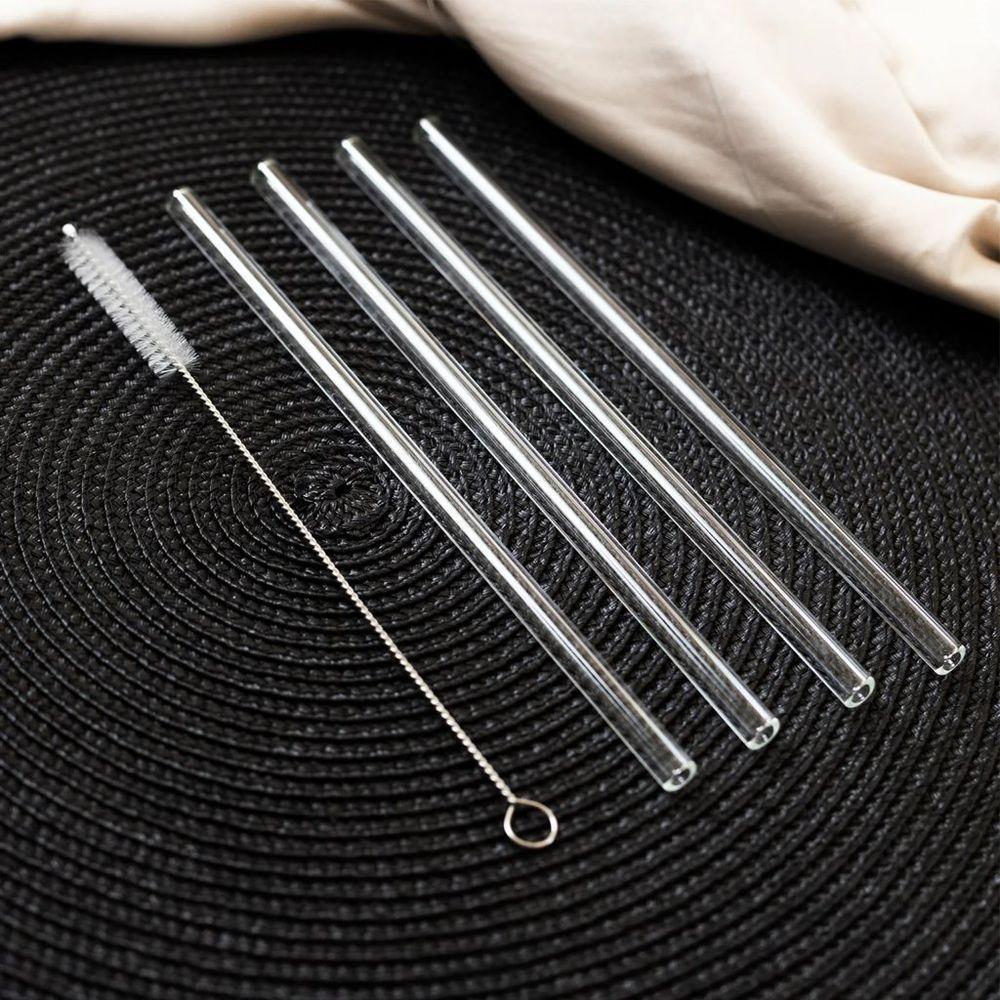 Conjunto 4 Canudos De Vidro Lyor Com Escova Para Limpeza 20cm - 3