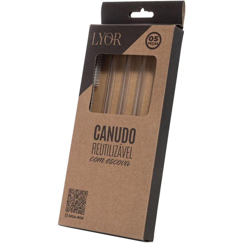 Conjunto 4 Canudos De Vidro Lyor Com Escova Para Limpeza 20cm - 5