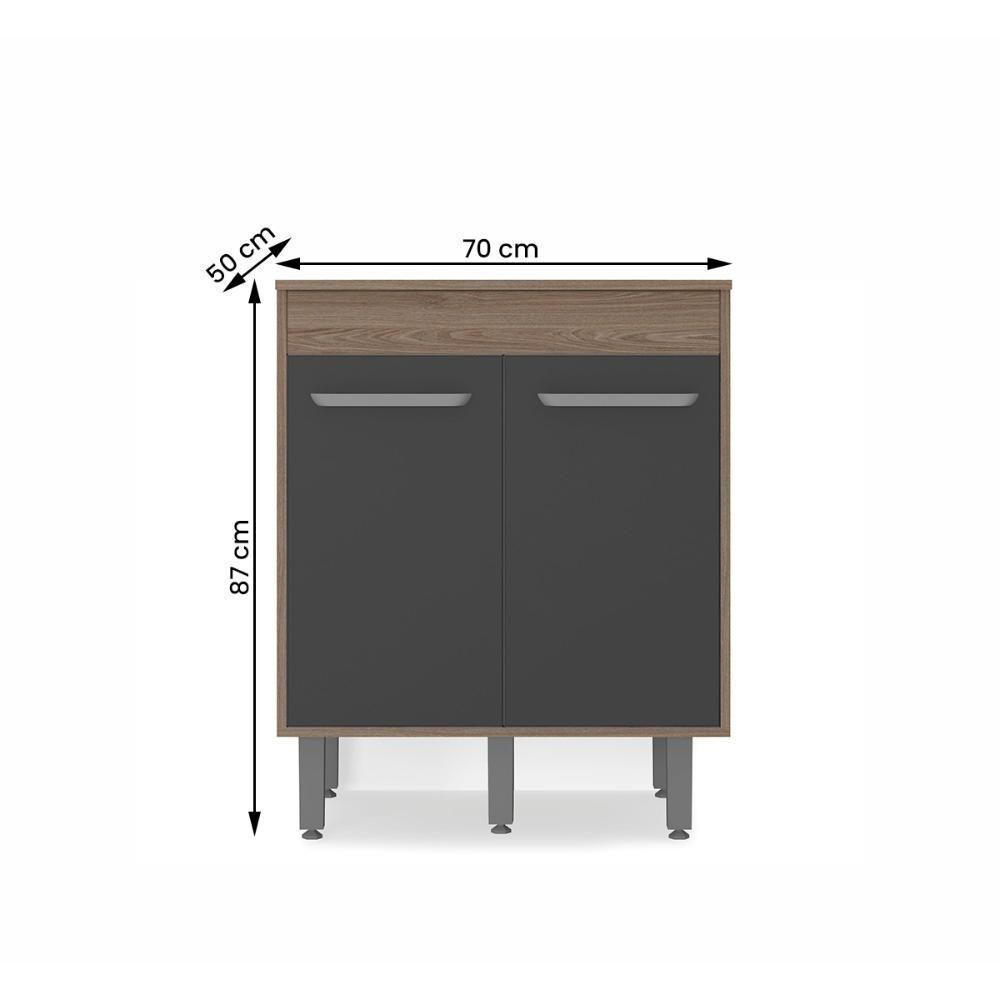 Balcão De Cozinha Barcelona Com Tampo 2 Portas 70 Cm Carvalho Oak-grafite Carvalho Oak-grafite - 4