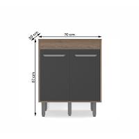 Balcão De Cozinha Barcelona Com Tampo 2 Portas 70 Cm Carvalho Oak-grafite Carvalho Oak-grafite - 4