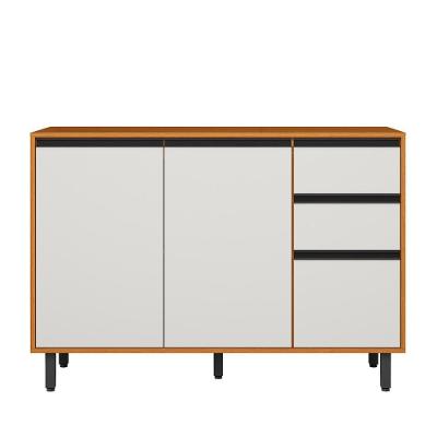 Balcão De Cozinha Ravena Com Tampo 120cm 3 Portas 2 Gavetas Freijo-off Acetinado Freijo-off Acetinado