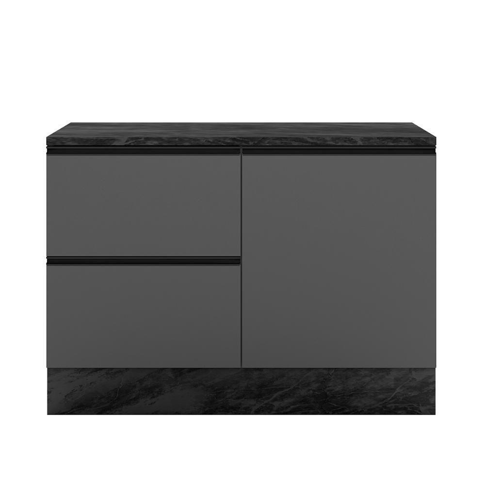 Balcão Etna Com Tampo 120 Cm 1 Porta E 3 Gavetas Com Rodapé Grafite Grafite - 1