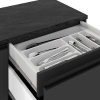 Balcão Etna Com Tampo 120 Cm 1 Porta E 3 Gavetas Com Rodapé Grafite Grafite - 2