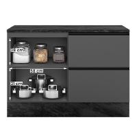 Balcão Etna Com Tampo 120 Cm 1 Porta E 3 Gavetas Com Rodapé Grafite Grafite - 3