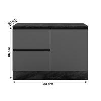 Balcão Etna Com Tampo 120 Cm 1 Porta E 3 Gavetas Com Rodapé Grafite Grafite