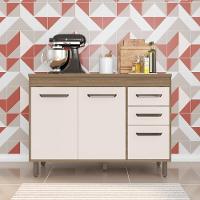 Balcão Cozinha Barcelona Com Tampo 120cm 3 Portas 2 Gavetas Carvalho Oak-off White Carvalho Oak-off White - 2