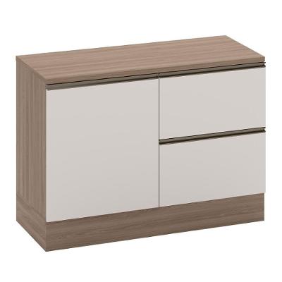 Balcão Etna Com Tampo 120 Cm 1 Porta E 3 Gavetas Com Rodapé Carvalho Oak-off White Carvalho Oak-off White