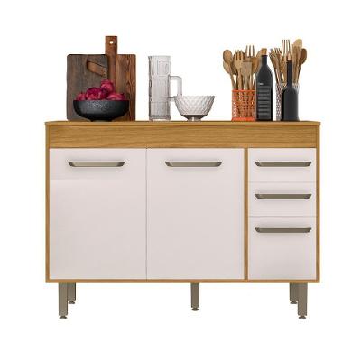 Balcão Malta 120 Cm Com Tampo Com 3 Portas E 2 Gavetas Freijo-off Acetinado Freijo-off Acetinado