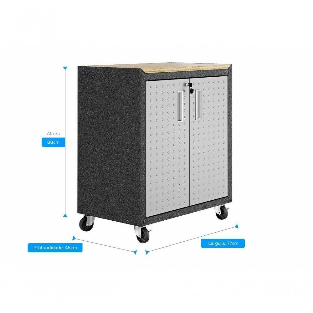 Balcão Multiuso Sem Tampo Titanium Itatiaia 2 Portas - Preto E Cinza - 2