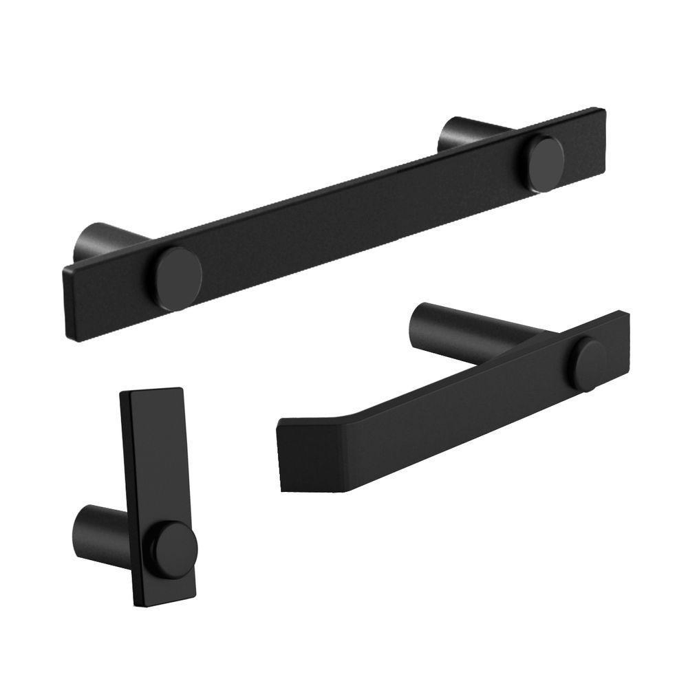 Kit De Acessórios Para Banheiro Preto Fosco 3 Peças 2030pm - 1