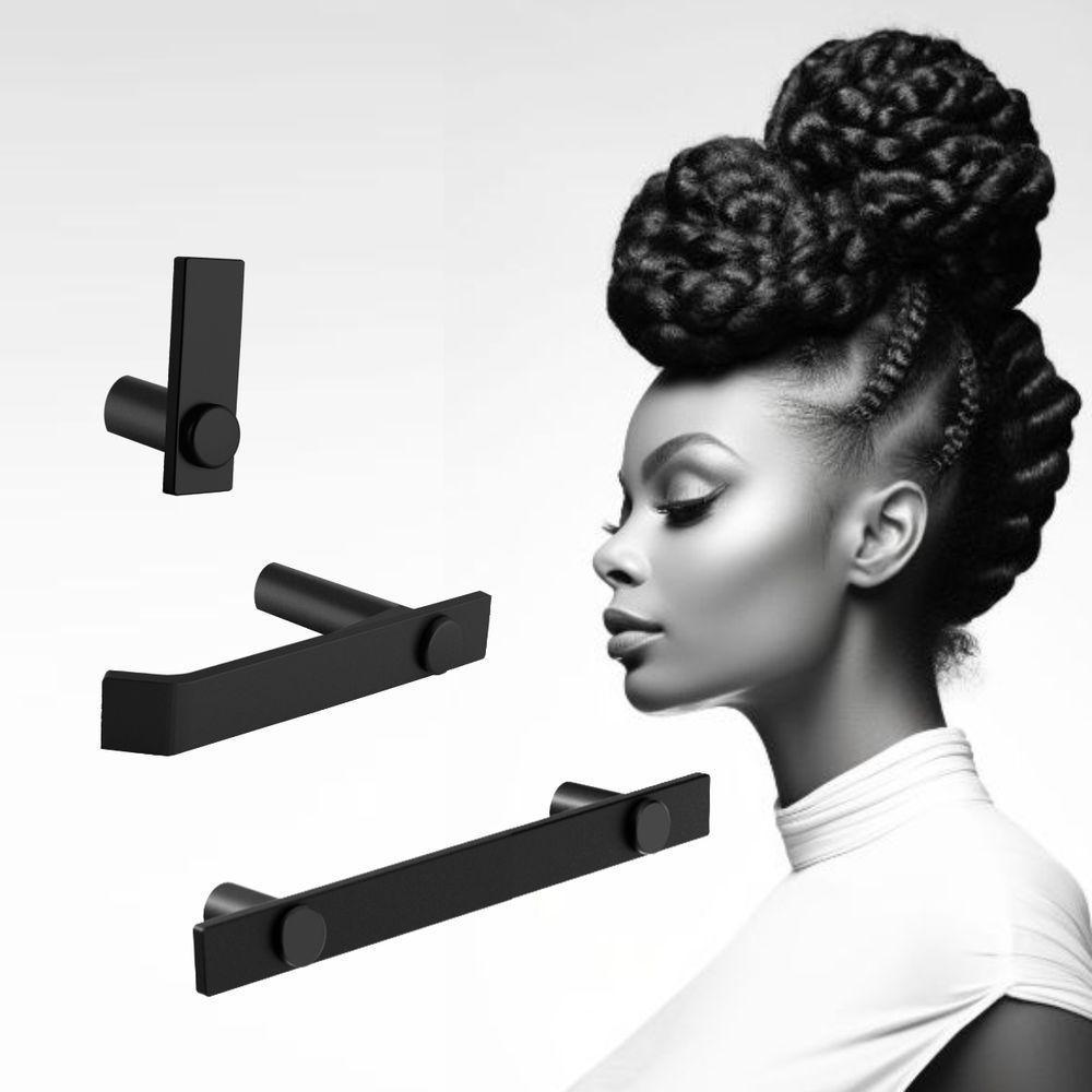 Kit De Acessórios Para Banheiro Preto Fosco 3 Peças 2030pm - 2