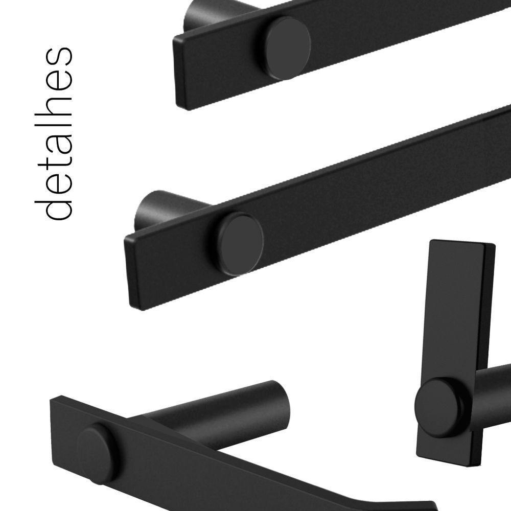 Kit De Acessórios Para Banheiro Preto Fosco 3 Peças 2030pm - 3