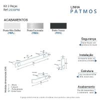 Kit De Acessórios Para Banheiro Preto Fosco 3 Peças 2030pm - 7
