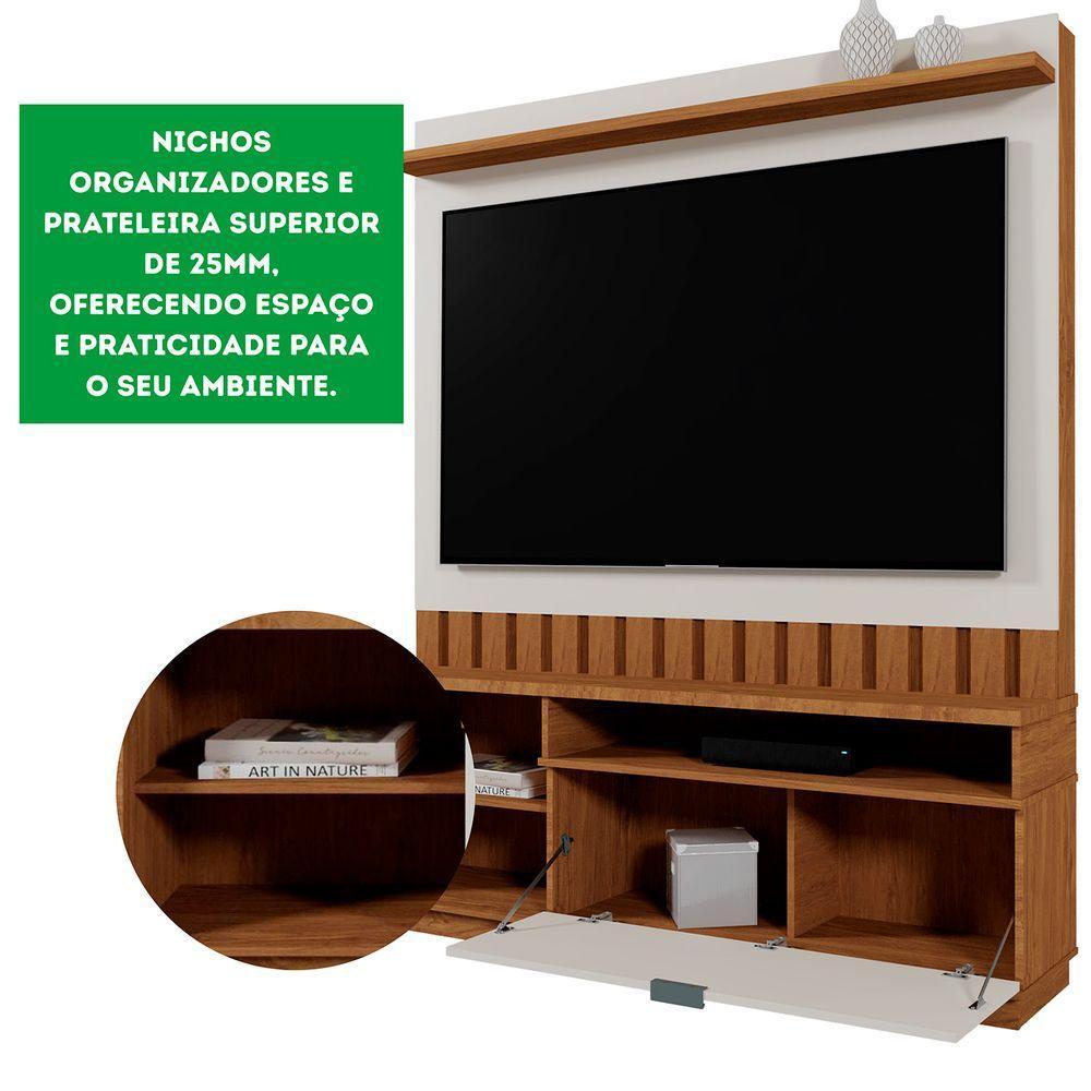 Home Rack Painel Diamantina Sala Para Tv De 60 Polegadas Amendoa Com Off White - 5