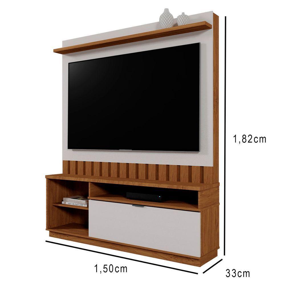 Home Rack Painel Diamantina Sala Para Tv De 60 Polegadas Amendoa Com Off White - 6